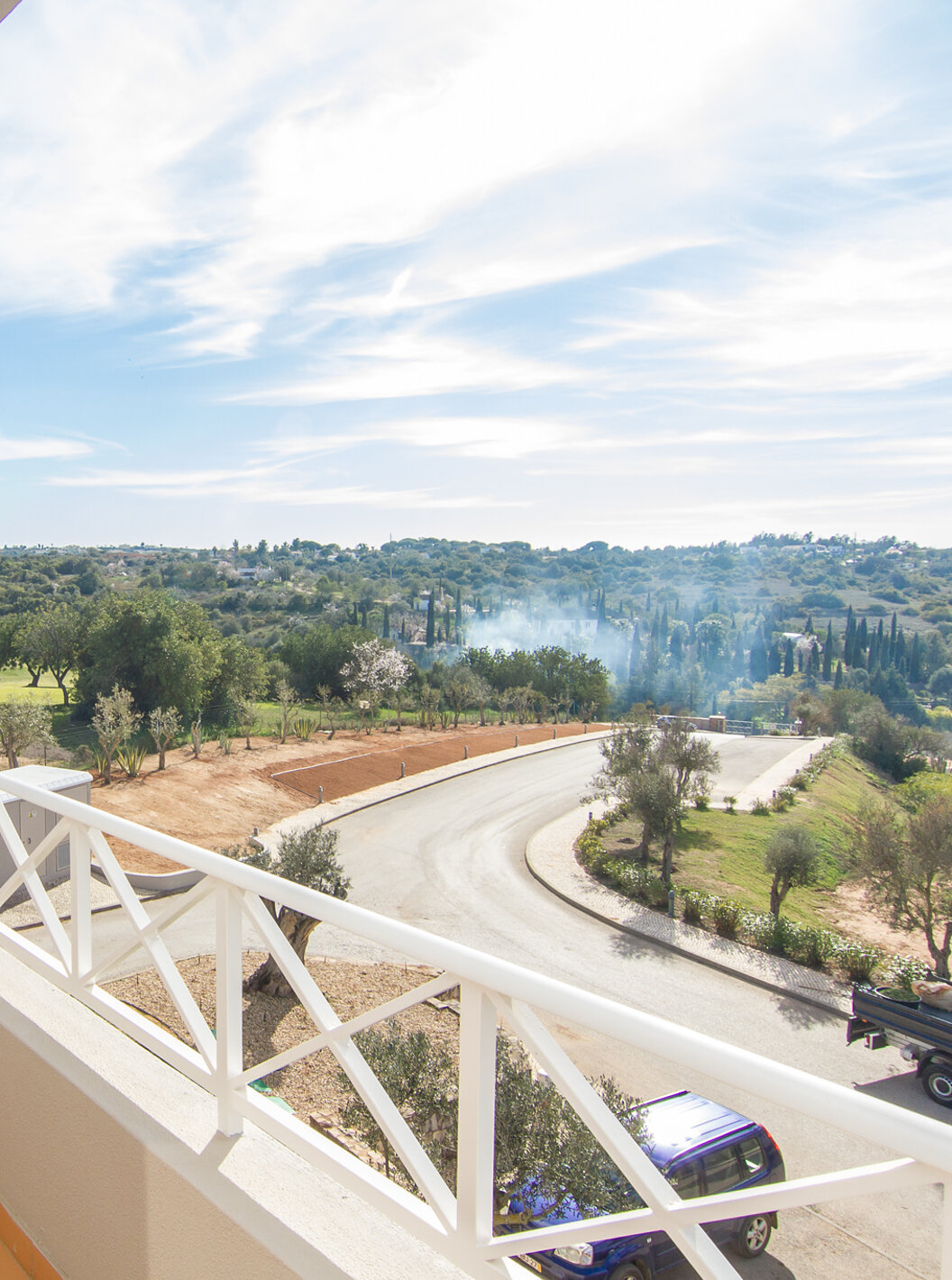 The T1 Apartment at Pestana Gramacho Residences includes a balcony with a view of the road and the golf course