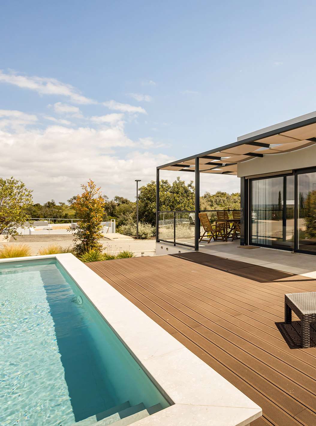 The Premium Villa 3 Bedroom - 6 Adults at Pestana Valley Nature Village has a terrace with a pool and a pergola