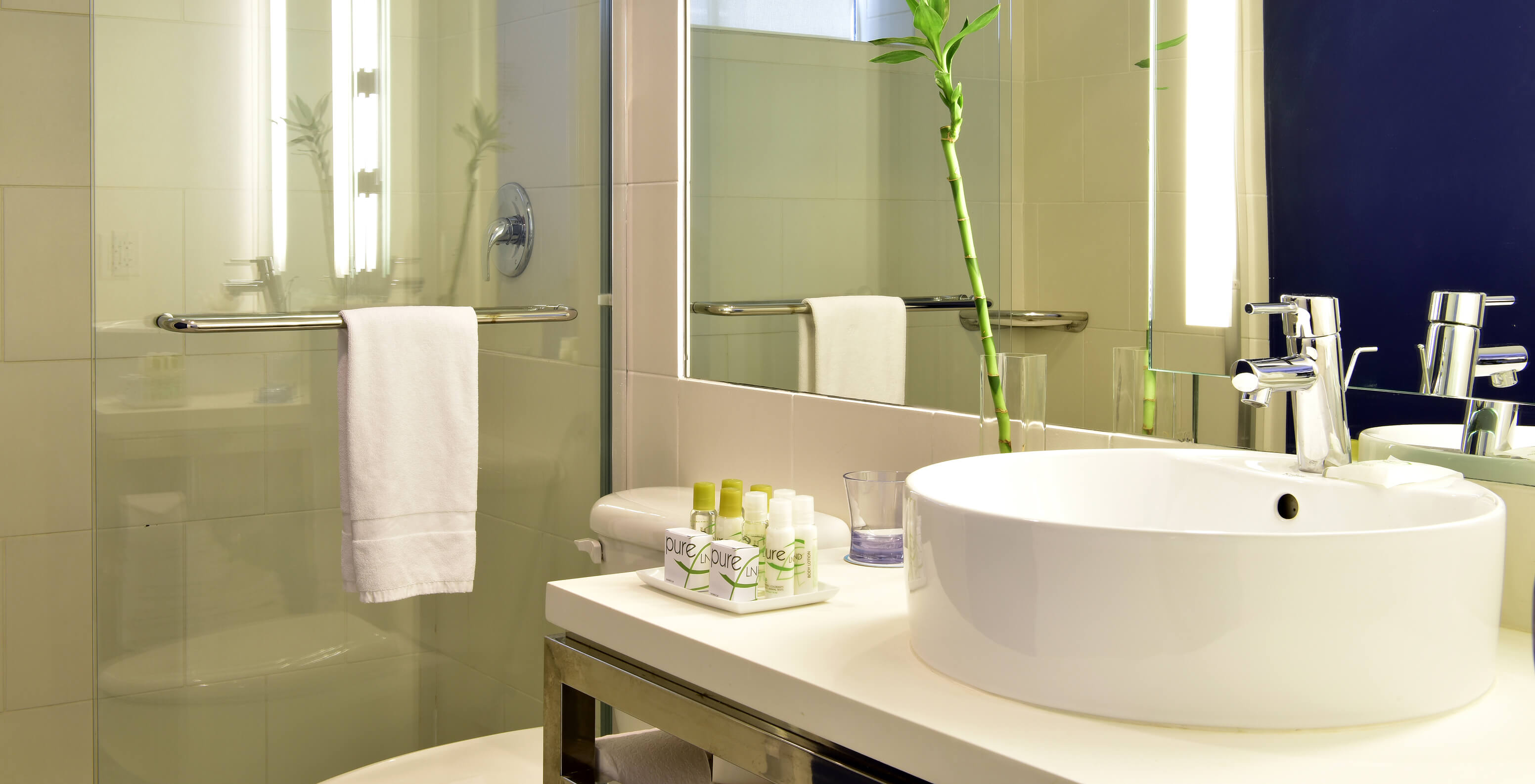 The Superior King - ADA at Pestana Miami South Beach has a sink, mirror, shower and toilet
