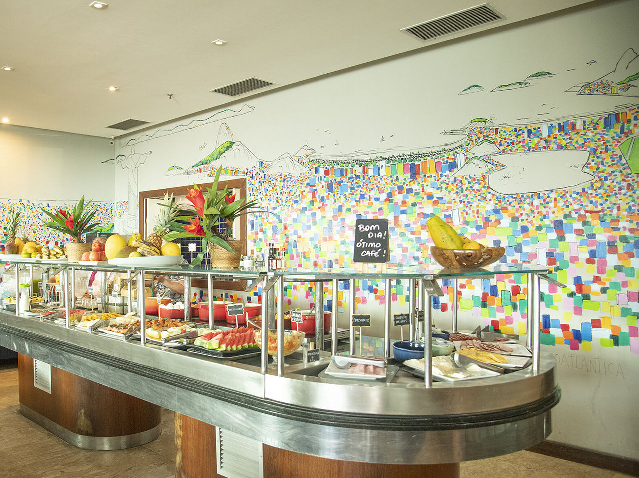 Cais da Ribeira Restaurant, 4-Star Hotel in Rio de Janeiro, breakfast buffet with fruit, cakes, and coffee
